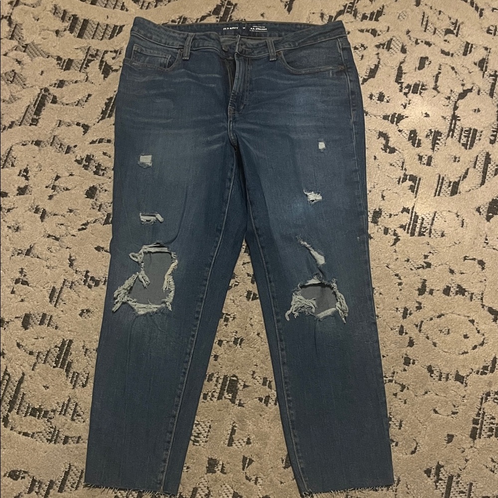 Old Navy Distressed Dark Blue Women's Ankle Jeans